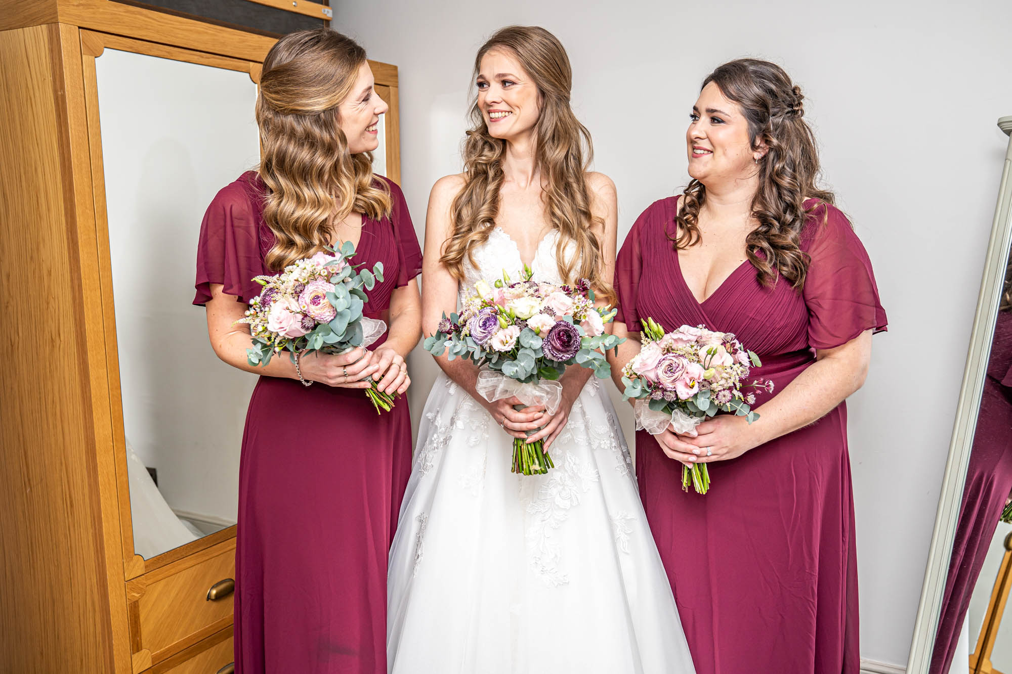 Bridesmaids with the bride.