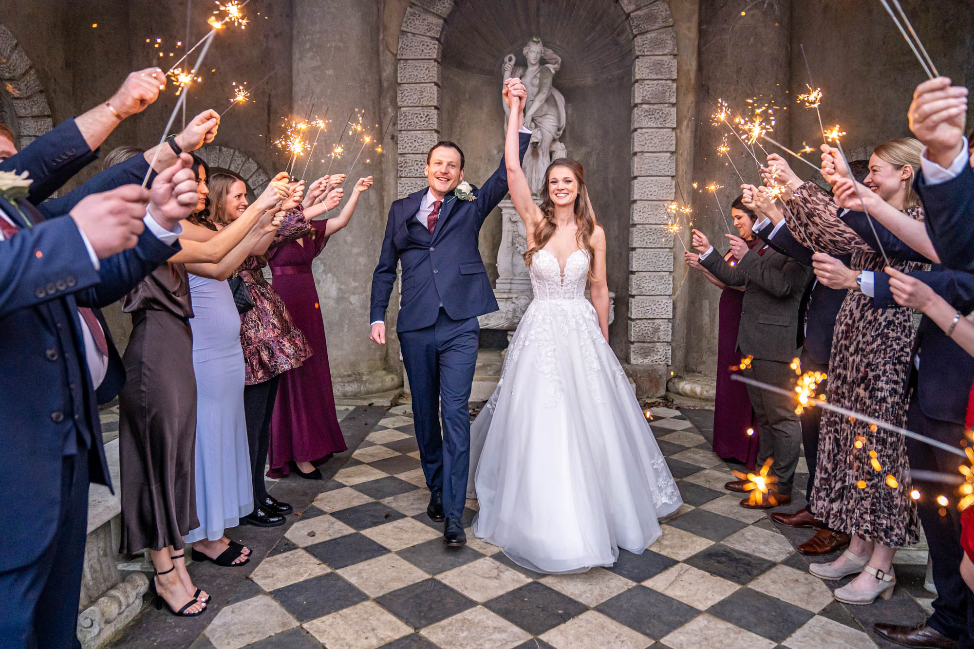 Sparklers for the bride and groom.